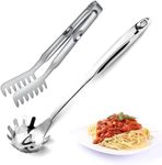 Pleafind Spaghetti Spoon and Spaghetti Tong 2-Piece Set, 13-Inch Non-Stick Spaghetti Fork and 9-Inch Kitchen Tong, Easy Storage and Cleanup, Ergonomic Design, stainless steel