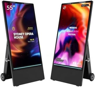 MWE 55 Inch Outdoor Digital Signage Display Monitor, Portable Battery Powered High Brightness Screen Advertising Display Kiosk, Movable Waterproof Standing Poster, Android OS