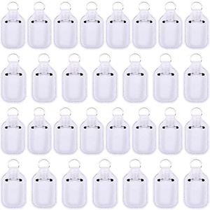 Duufin 60 Pieces Empty Travel Size Hand Sanitizer Bottles with Keychain Set Including 30 Pieces Clear Refillable Bottles and 30 Pieces Hand Sanitizer Holder Keychain for Backpack and Purse