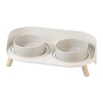 AHX Cat Food Water Bowl Set - Raised Cat Bowls with Non Slip Stand - Elevated Puppy Bowls for Small Dogs - Double Ceramic Cat Feeding Bowls with Splash Proof Guard - Tall Cat Dishes