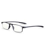 AEC EasyRider Blue Light Blocking BlueRazr Lenses Rectangular Reading Glasses with Neck Rest & Pocket Clip (Black, +1.00)