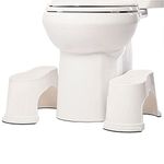 EVRON Toilet Stool 7" Bathroom Squatting Poop Stool for Potty Assistance,Portable Plastic Potty Stool for Adults,Space Saving Storage (White 1 Pairs)