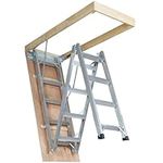 VEVOR Attic Ladder Foldable, 350-pound Capacity, 22.5" x 63", Multi-Purpose Aluminium Extension, Lightweight and Portable, Fits 9.5'-12' Ceiling Heights, Convenient Access to Your Attic Standard