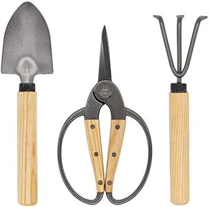 N&V Bonsai Scissors Set, 3 Pcs Set Including Bonsai Scissors, Mini Rake and Mini Shovel, For Arranging Flowers, Trimming Plants, For Grow Room or Gardening, Bonsai Tools.