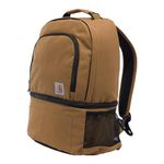 Carhartt Insulated 24 Can Two Compartment Cooler Backpack, Backpack with Fully-Insulated Cooler Base, Essential Cooler Backpack (Carhartt Brown)