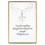 Cross Necklace for Women, Confirmation Gift Necklace for Teens, Sterling Silver Cross Necklace 18 inches