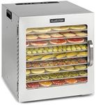 Klarstein Captain Jerky 110 Food Dehydrator - 1000 W, Temperature: 30-90 ° C, 24-Hour Timer, BPA-Free, Touch Control Panel, 10 Slots, Glass Door, Stainless Steel Dehydrator, Collecting Tray, Silver
