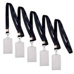 AccuPrints Black Lanyard/Strap with PVC Id Card Holder for Office Employe and Staff College Uses Cards Retractor lanyards Keys Unisex (Pack of 5)