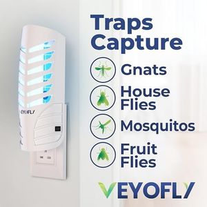 VEYOFLY Indoor Insect Trap – Plug-In Fruit Fly & Mosquito Catcher, 2 Devices + 4 Glue Boards