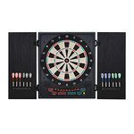 HOMCOM Electronic Dartboard Set, 27 Games Modes and 202 Variations, LED & 12 Soft Tip Darts and Cabinet to Storage, Ready-to-Play Multi-Game Option Darts Machine