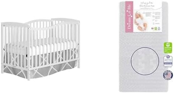 Dream On Me Chelsea 5-in-1 Convertible Crib in White, JPMA Certified & Honeycomb Orthopedic Firm Fiber Standard Baby Crib Mattress