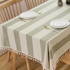 TruDelve Heavy Duty Cotton Linen Tablecloth for Square Table Stitching Tassel Table Cloth for Dining Table Dust-Proof Table Cover for Tabletop Decoration (55"x55", Green)