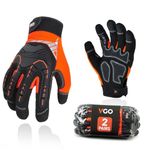 Vgo... 2pairs Safety Work Gloves Touchscreen, Anti Impact Heavy Duty Gloves Antivibration for Warehouse Trucker Carpenters Fitter Moto