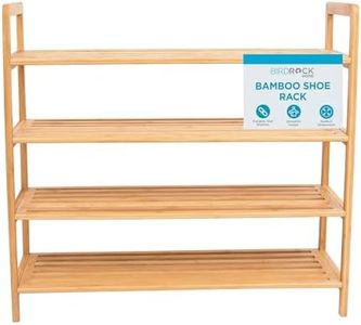 BIRDROCK HOME 4-Tier Bamboo Shoe Rack - Lightweight Wooden Organizer - Free Standing Storage Shelf for Closets, Hallways, Entryways, Mudrooms, and Front Doors - Art Deco Style - Fits 12 Pairs of Shoes
