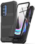 Encased Falcon Armor Designed for Motorola Edge 2021 Case, Protective Heavy Duty Full Body Phone Case for (Moto Edge 5G UW) (Black)