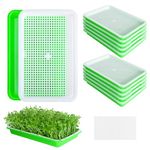 EBaokuup 10Packs Seed Sprouter Tray with Drain Holes - BPA Free Seed Garden Plant Germination Propagation Trays, Soil-Free Wheatgrass Tray Sprouter Microgreens Growing Kit with Germinating Paper