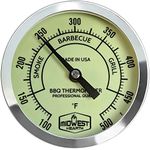 Midwest Hearth Professional Thermometer for BBQ Offset Cabinet Barrel Smokers Pits and Cookers 3" Dial (2.5" Stem Length Glow Dial)
