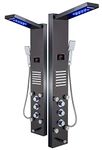 ELLO&ALLO LED Shower Panel Tower System, Hydroelectricity Display Rain Massage with Jets, Brushed Black