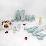 Mr and Mrs Signs Wedding Table Decorations, Wooden Freestanding Letters for Photo Props, Rustic Wedding Decoration, Anniversary Wedding Shower Gift (Classical blue)