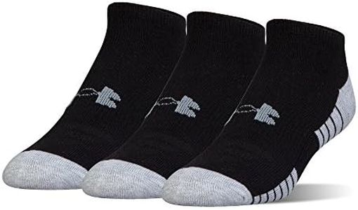 Under Armour Men's HeatGear Tech No Show Socks, 3-Pair, White, Shoe Size 8-12, Womens 9-12