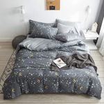 Moon Star Print Duvet Cover Full Size Modern Style Geometric Duvet Cover Soft Cotton Chic Moon Star Pattern Comforter Cover Reversible Grey Bedding Sets Boho Geometric Full Size Duvet Cover Set