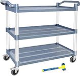 AQNIEGEP Utility Carts with Wheels, Large Food Kitchen Cart Heavy Duty, Rolling Service Cart w/Hammer for Restaurant, Office, Commercial, 600lbs Capacity, Lockable Wheels, 3-Tier