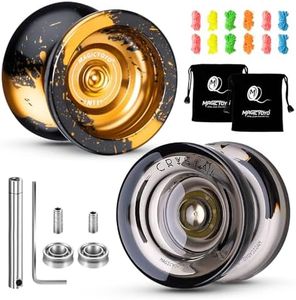 MAGICYOYO Yoyo K2 Crystal Black & Yoyo N11, Professional Dual Purpose Yoyo 2 Pack, Responsive Yoyo for Kids, Unresponsive Yoyos for Adults + 12 Yoyo Strings+2 Yoyo Bags+2 KK Bearings+Bearing Puller