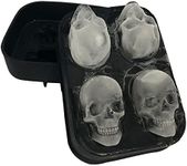 Stritra - 3D Skull Silicone Jello Ice Mold Flexible Cube Maker Tray for Halloween and Christmas Party. Best for Whiskey and Cocktails Black