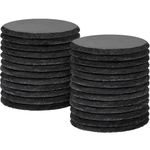 WEWINK PLUS 24 PCS Slate Coasters, 4 Inch Natural Round Stone Coasters Bulk Rustic Rock Black Coasters for Drinks with Anti-Scratch Backing for Home Decor, Bar, Gifts, Table, Cup