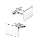 Jonwo Classic Rectangle Stainless Steel Men's Cufflinks in Gift Box Classic Tuxedo Shirt Cuff Link for Wedding Formal Business (Silver)