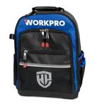 WORKPRO WP281070 25L Tool Backpack, Size: 38 x 21 x 46cm, 36 Pocket Heavy Duty Tool Bag, Waterproof Molded Base, 840D tear-proof Polyester, Heavy Duty Zipper, Professional Tool Storage Backpack