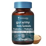 ZEROHARM Gut Army Prebiotics & Probiotics Capsules | 10 Unique Strains 100 Billion CFU with Inulin | Pre & Probiotics Supplement for Gut Health, Digestion, Colon Cleanse & Skin Care | 60 Capsules