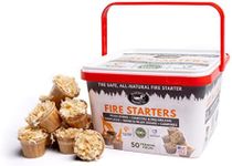 Superior Trading Fire Starter Pods in Plastic Bucket - Fire Starters for Campfires, BBQ, Grill, Pit, Wood Stove & Charcoal Starter, 15-20-Min Burn, 50 Extra Large Pods, USA Made, Brown, 3 Lbs