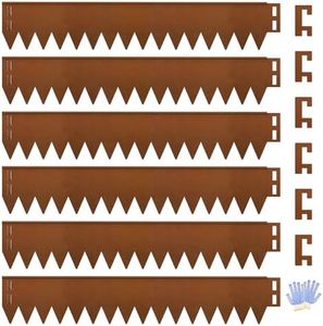 Gabviem Cor Ten Steel Landscape Edging 40" L x 8" H, Hammer-in Landscape Edging, Metal Garden Edging Border with 6 Clips & Gloves - Edge for Lawn Yard COR-Ten Steel (6 Pack)