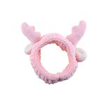 First Try Women's Cute Deer Style Headbands, Soft Spa Makeup Fashion Plush Hairband, Cosplay Hair Accessory - Pink