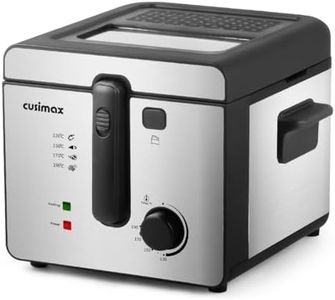 CUSIMAX Deep Fryer, 2.5L Deep Fat Fryer with Non-Stick Coating, Features Removable Viewing Window, Stainless Steel Basket with Foldable Handle, Overheating protection, Easy Clean, Silver