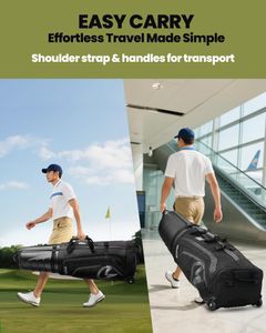 OutdoorMaster Golf Travel Bag with Wheels – Hard Case Top, Lightweight, Black
