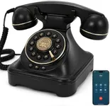 Bluetooth Landline Phone with Voice Assistant Activation, Retro Bluetooth Phone Support Hands-Free Calling & Music Playback, Vintage Desk Telephone for Home Office Living Room Decor(Black)