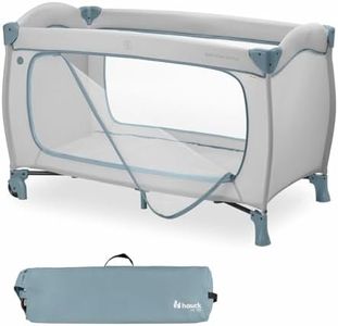 hauck Kinderreisebett Sleep N Play Go Plus mit Transporttasche und Großen Schlupf zum Spielen, Klein Zusammenklappbar, Baby Reisebett Kleinkind ab Geburt bis 15 kg (Dusty Blue)