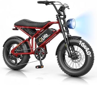 Qlife Spark D2 Electric Bike for Teens, 1800W Peak Motor Ebikes for Adults, 48V 15.6Ah Battery Adult Electric Bicycles, 16" Fat Tire Electric Motorcycle, 20+MPH Outdoor Mini E Bike Red