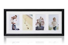 ARPAN MDF 4, Multi Aperture Modern Photo Picture Frame with Mount (Black)