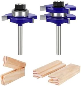 BITCUT Tongue and Groove Router Bit Set of 2 Pieces 1/2 Inch Shank Router Bits 3 Teeth Adjustable T Shape Wood Milling Cutter Router Bits Sets for Woodworking, Idea Gifts for Dad, Fathers Day Gifts