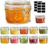 ComSaf 4oz Small Airtight Glass Jars Set of 12 with Lids Food Storage Jar Round, Mason Jar, Mini Storage Container with Clear Preserving Seal Wire Clip Fastening for Kitchen Canning, Jam, Spice, Honey
