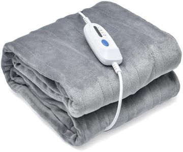 RELAX4LIFE Couverture Chauffante Électrique 130x180cm/200x150cm avec Arrêt Automatique| 4 Niveaux Température | Protection contre Surchauffe | Lavable (180x130cm | AB Flanelle, Gris)