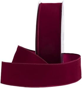 Royal Imports Wired Traditional Burgundy Christmas Waterproof Ribbon, Floral & Craft Decor - 2.5" (#40) - 50 Yd (150') - Burgundy Wine w Burgundy Edge