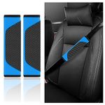 2PCS Car Seatbelt Covers,Leather Seat Belt Pad with Carbon Fiber Design for Car Decorations & Shoulder Protections,Universal Car Accessories Interior Seatbelt Cushion (Blue)