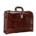 Banuce Vintage Leather Briefcase for Men with Lock Doctor Bag Attache Case Hard 15.6 Inch Laptop Lawyer Attorney Litigator Bags, Brown, One Size