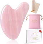 Gua Sha Massage Tool, Real Jade Gua Sha Stone Face Jawline Muscle Sculptor, Facial ScrapingTool for SPA Acupuncture Therapy Massaging for Face Neck Shoulder Back-Pink