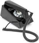 GPO Trim Phone, Push Button Retro Landline Corded Telephone, Authentic Bell Ring for Home, Hotels-(Black)