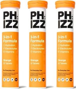 Phizz Electrolytes, Multivitamin & Hydration Tablets - 60 Effervescent Rehydration Electrolyte Tablets - 18 Vitamins & Minerals, Vitamin C, Vegan, Vegetarian & Low Calorie (Orange, 60 Tablets)